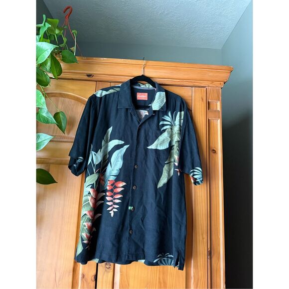 Tommy Bahama Shirt Mens L Blue 100% Silk Hawaiian Button Up Short Sleeve Floral - Picture 3 of 9